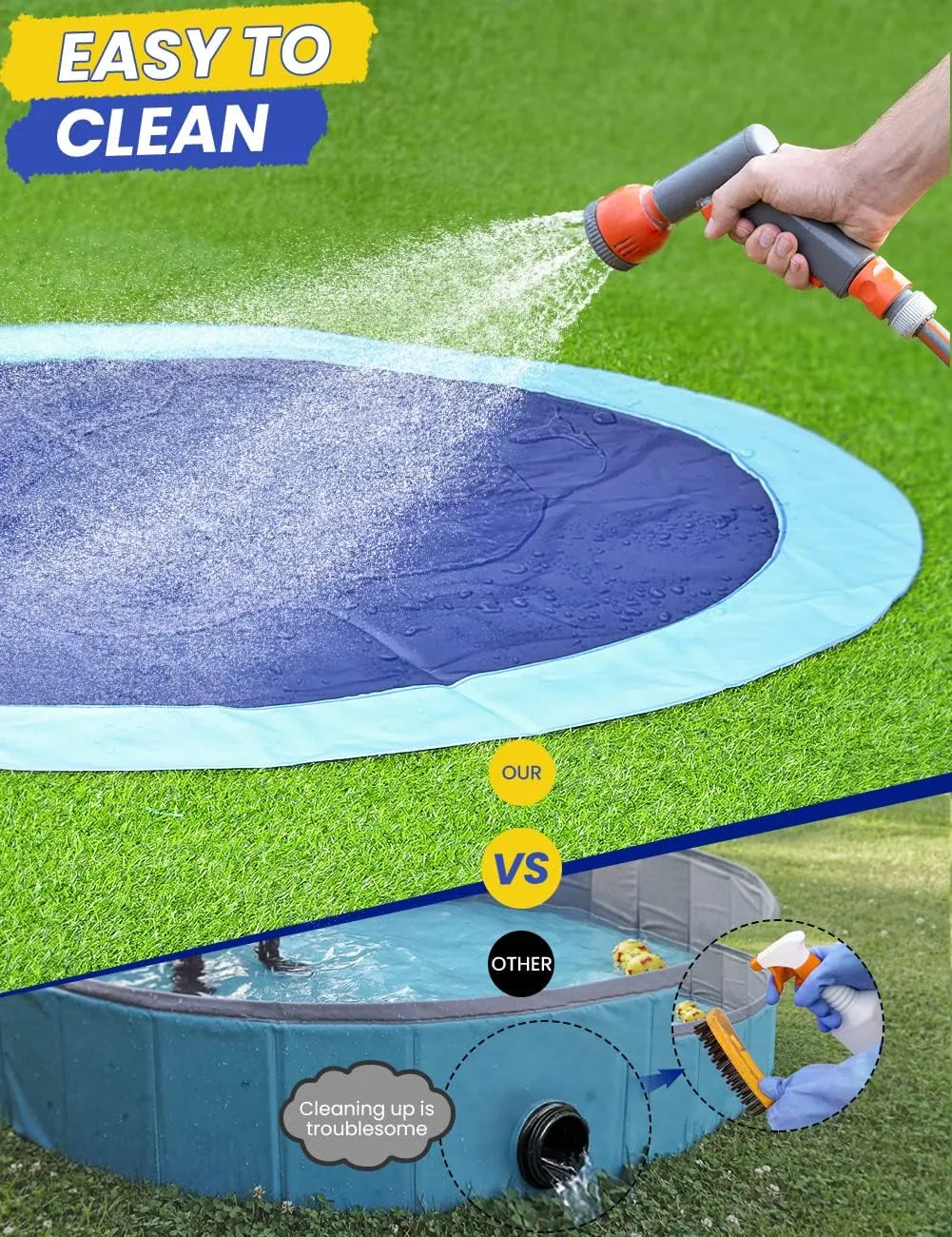 107 Inch Extra Large Dog Splash Pad, XXXL Non-Slip Splash Pads for Pet Dogs Kiddie Baby, Easy to Use/Clean