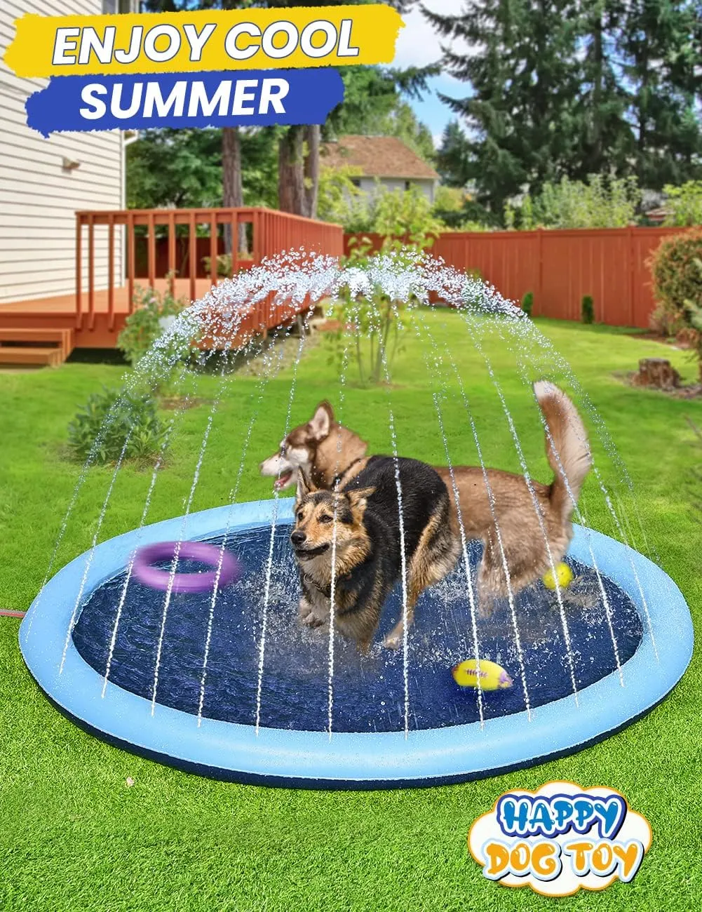 107 Inch Extra Large Dog Splash Pad, XXXL Non-Slip Splash Pads for Pet Dogs Kiddie Baby, Easy to Use/Clean