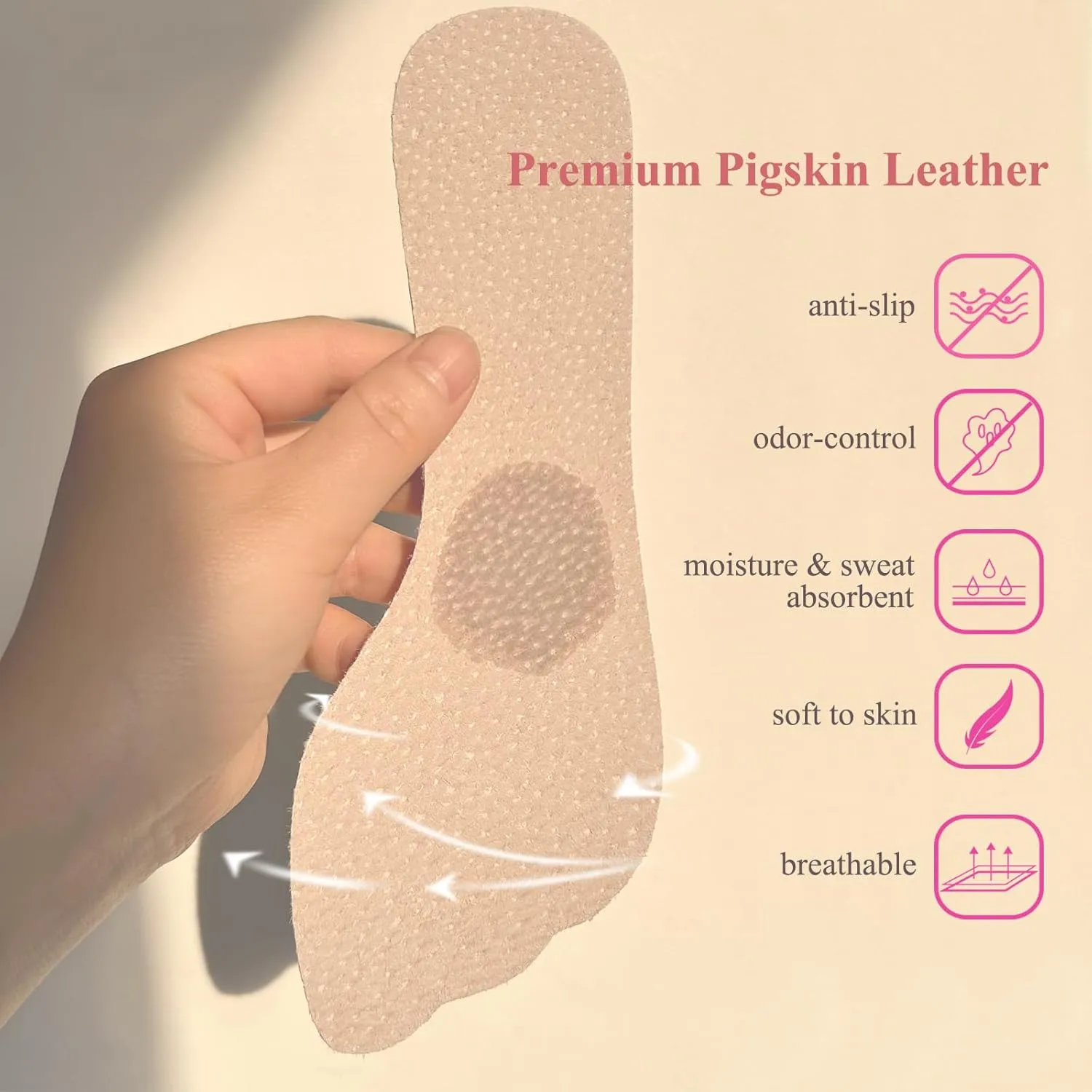 2 Pairs Pigskin Non-Slip High Heel Inserts, Ultra-Thin Adhesive Barefoot Sandal Inserts, New Lengthened 3/4 Weight Shifting Insoles for Dress Shoes, Flats and Boots
