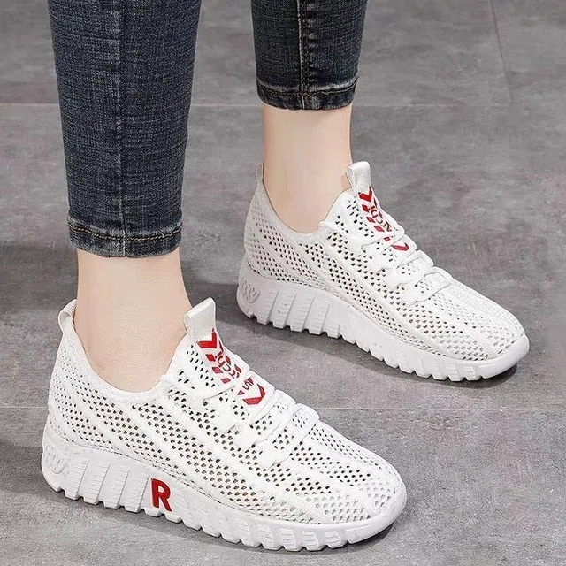 2020 New Spring Women Casual Shoes Breathable Mesh Platform Sneakers Women New Fashion Mesh Sneakers Shoes Woman Tenis Feminino