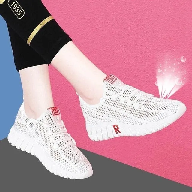 2020 New Spring Women Casual Shoes Breathable Mesh Platform Sneakers Women New Fashion Mesh Sneakers Shoes Woman Tenis Feminino