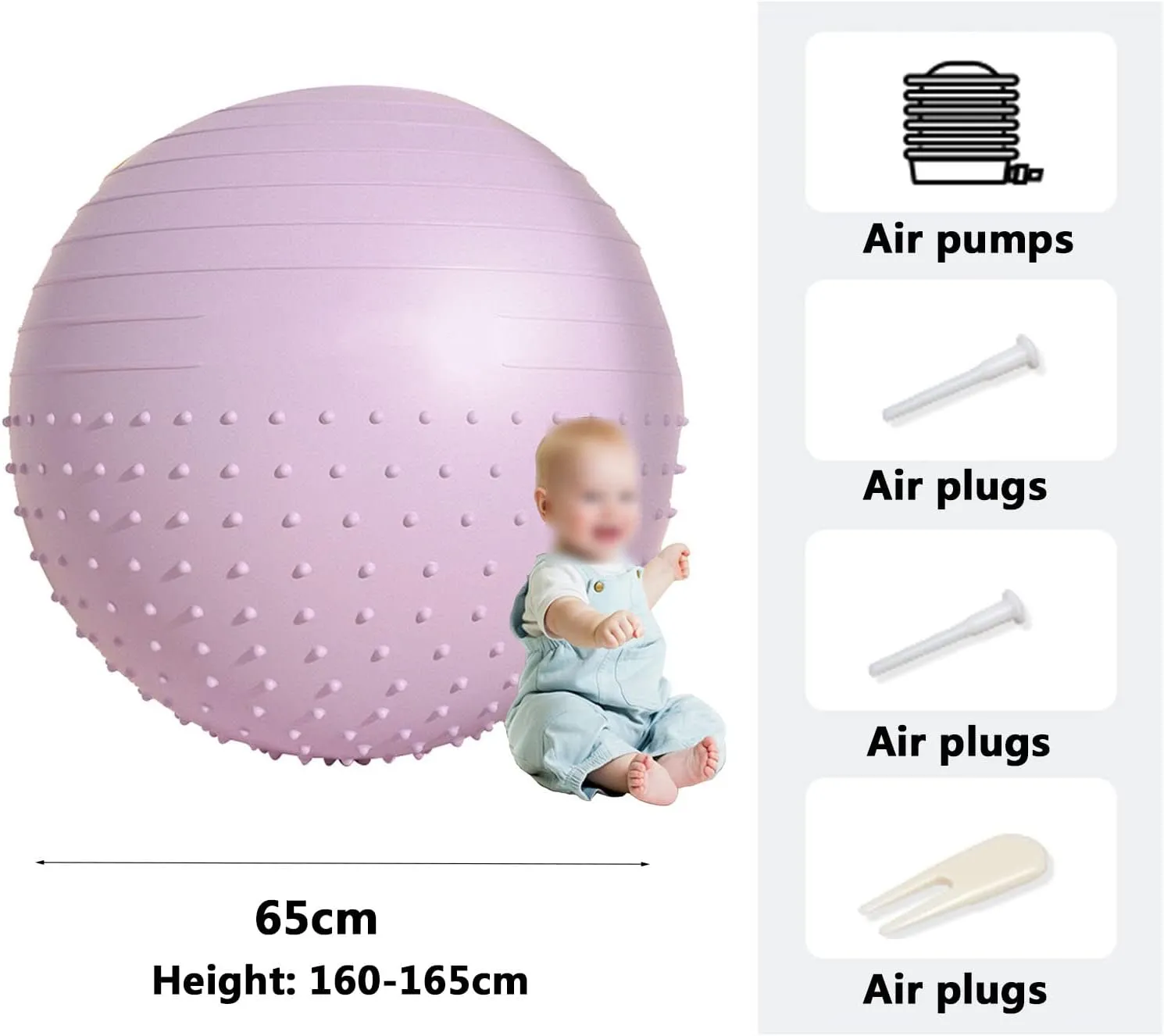2.0mm Extra Thick Exercise Ball, Multiple Sizes Yoga Ball Non-Slip Bumps & Lines Anti-Burst Birthing Ball with Pump for Yoga Pilates Fitness Birthing Physical Therapy