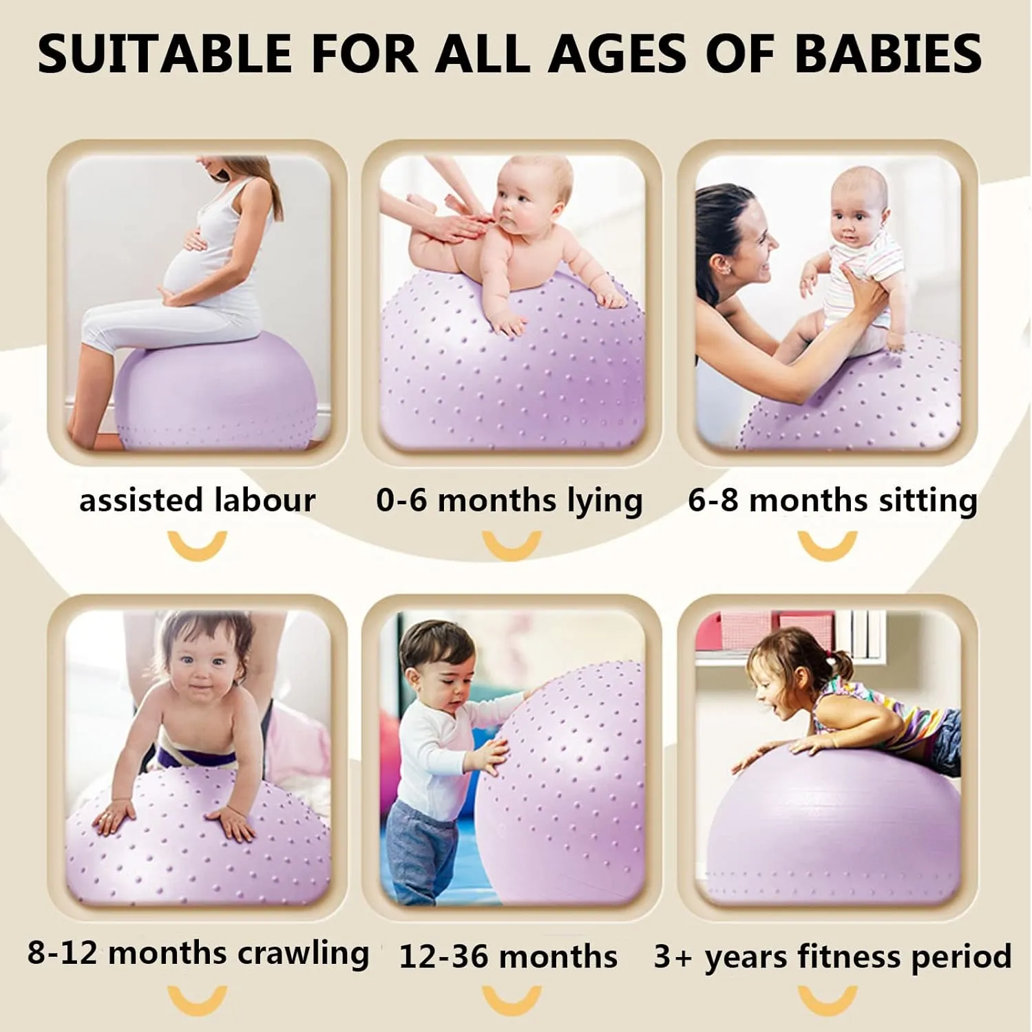 2.0mm Extra Thick Exercise Ball, Multiple Sizes Yoga Ball Non-Slip Bumps & Lines Anti-Burst Birthing Ball with Pump for Yoga Pilates Fitness Birthing Physical Therapy