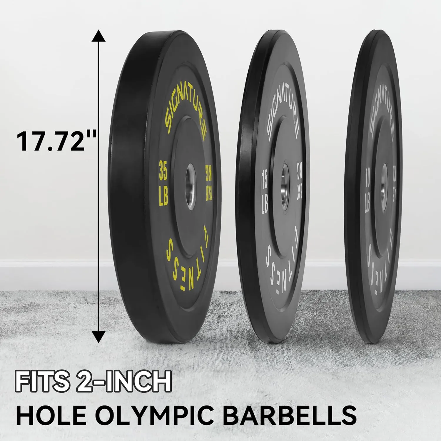 2" Olympic Competition Bumper Plate with Steel Hub for Strength Training and Powerlifting - Minimal Bounce