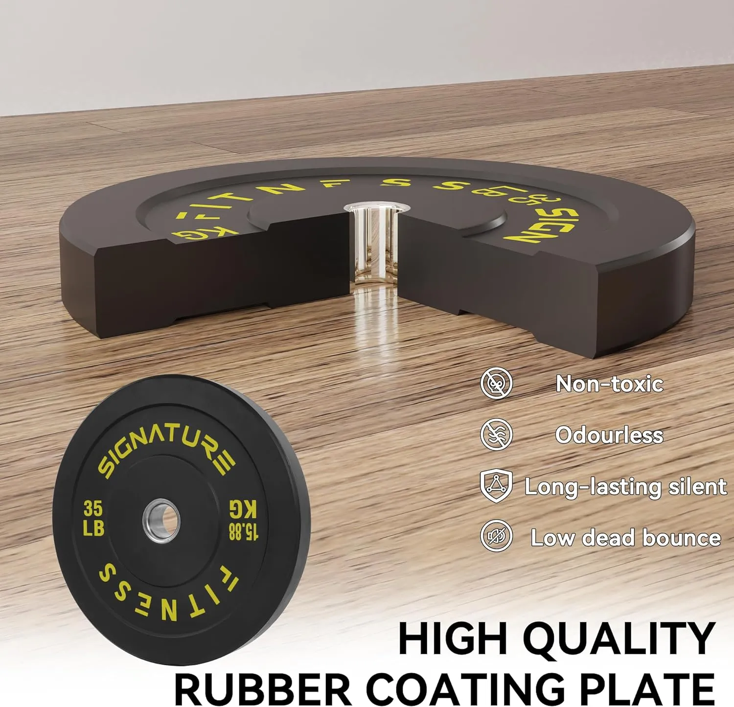 2" Olympic Competition Bumper Plate with Steel Hub for Strength Training and Powerlifting - Minimal Bounce