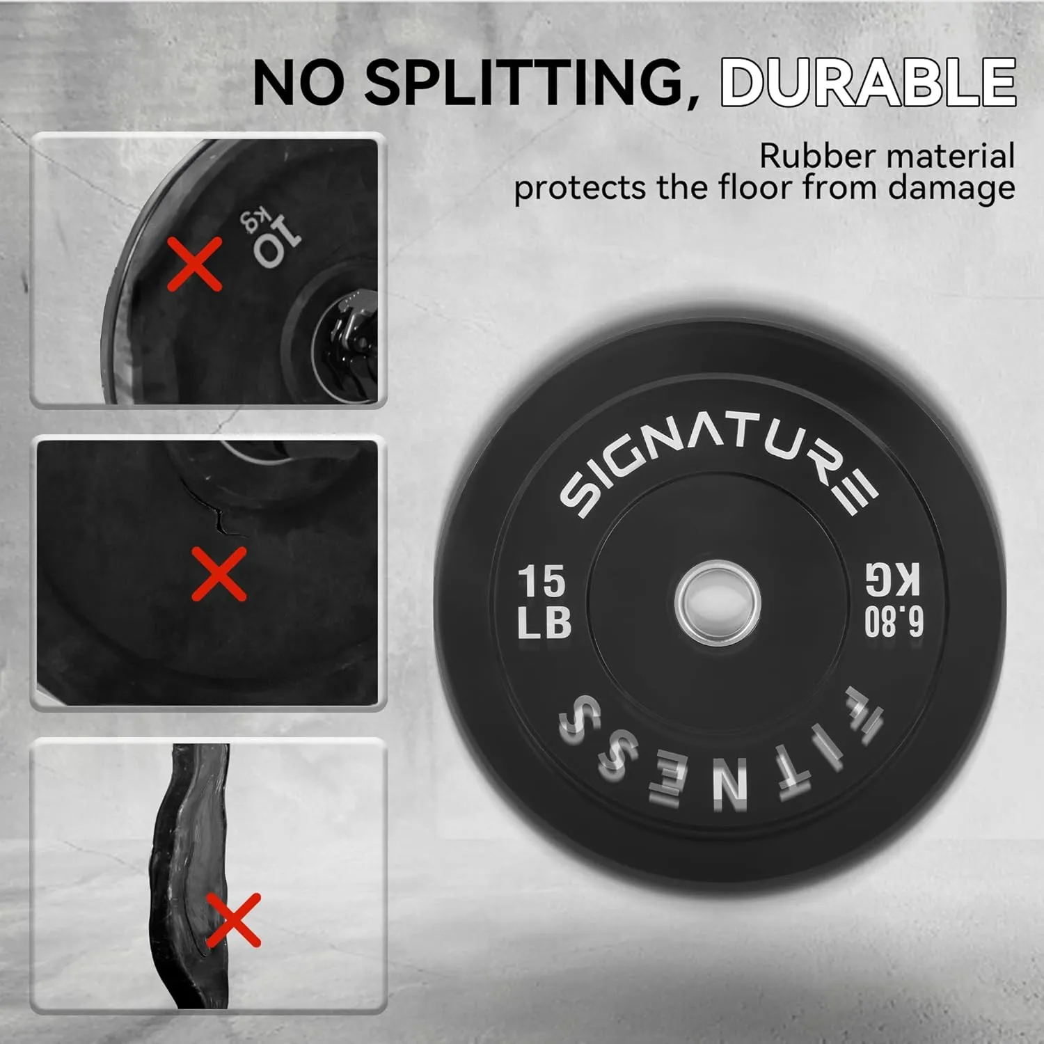 2" Olympic Competition Bumper Plate with Steel Hub for Strength Training and Powerlifting - Minimal Bounce