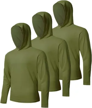 3 Pack Men's UPF 50  Sun Protection Hoodie Shirts Long Sleeve Shirts Quick Dry Lightweight for Running Workout Hiking Fishing