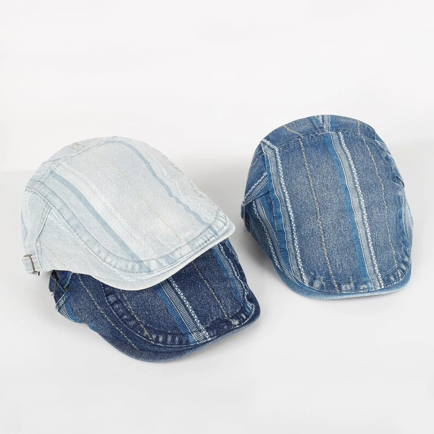3Pcs Men's Newsboy Caps Washing Cotton Cooling Lightweight Scally Cap for Men Adjustable Flat Cap