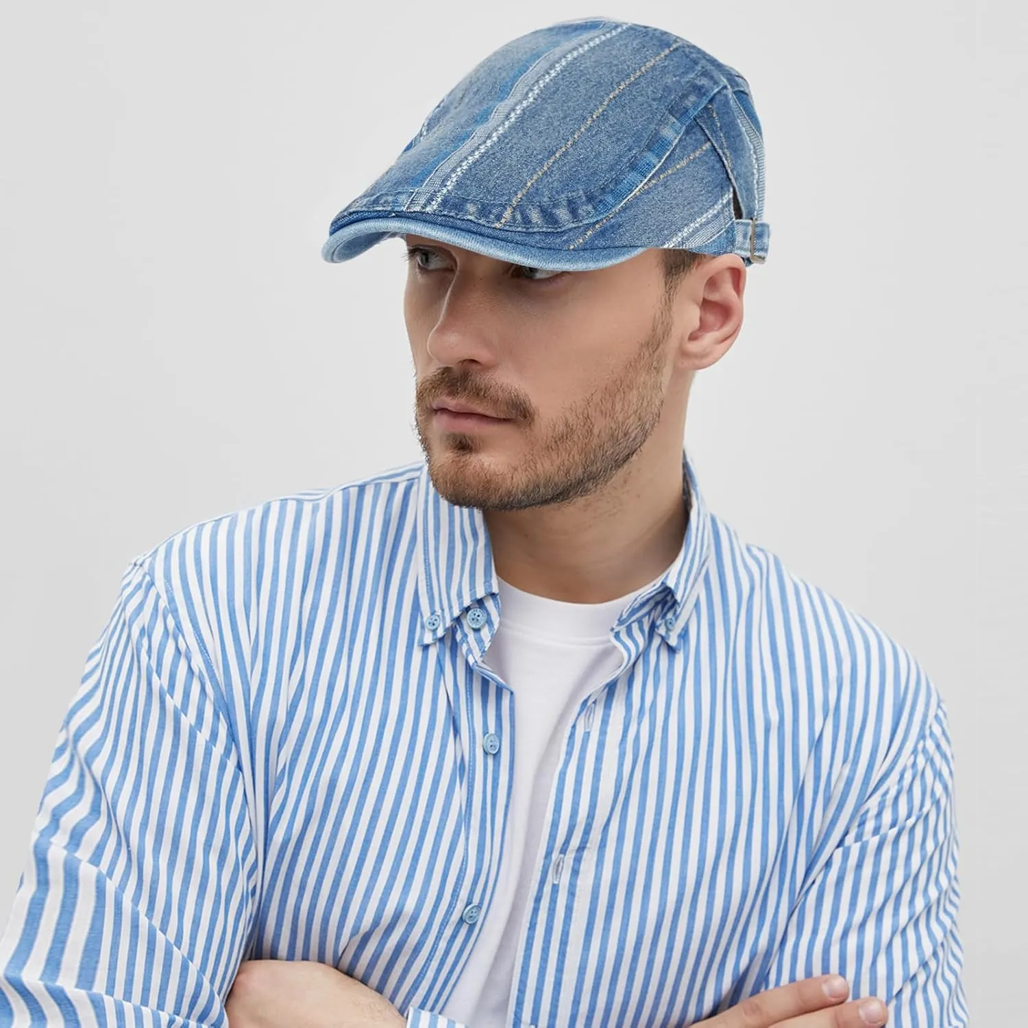3Pcs Men's Newsboy Caps Washing Cotton Cooling Lightweight Scally Cap for Men Adjustable Flat Cap