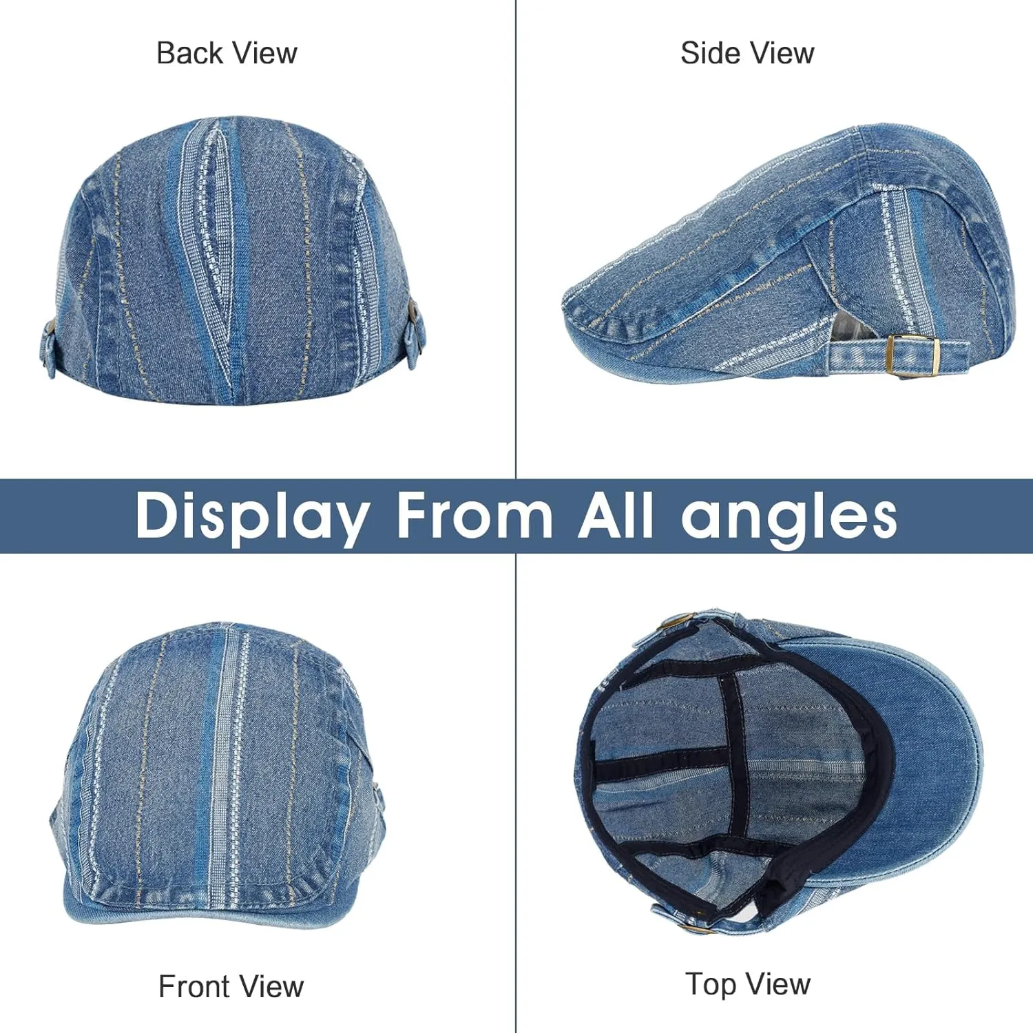 3Pcs Men's Newsboy Caps Washing Cotton Cooling Lightweight Scally Cap for Men Adjustable Flat Cap