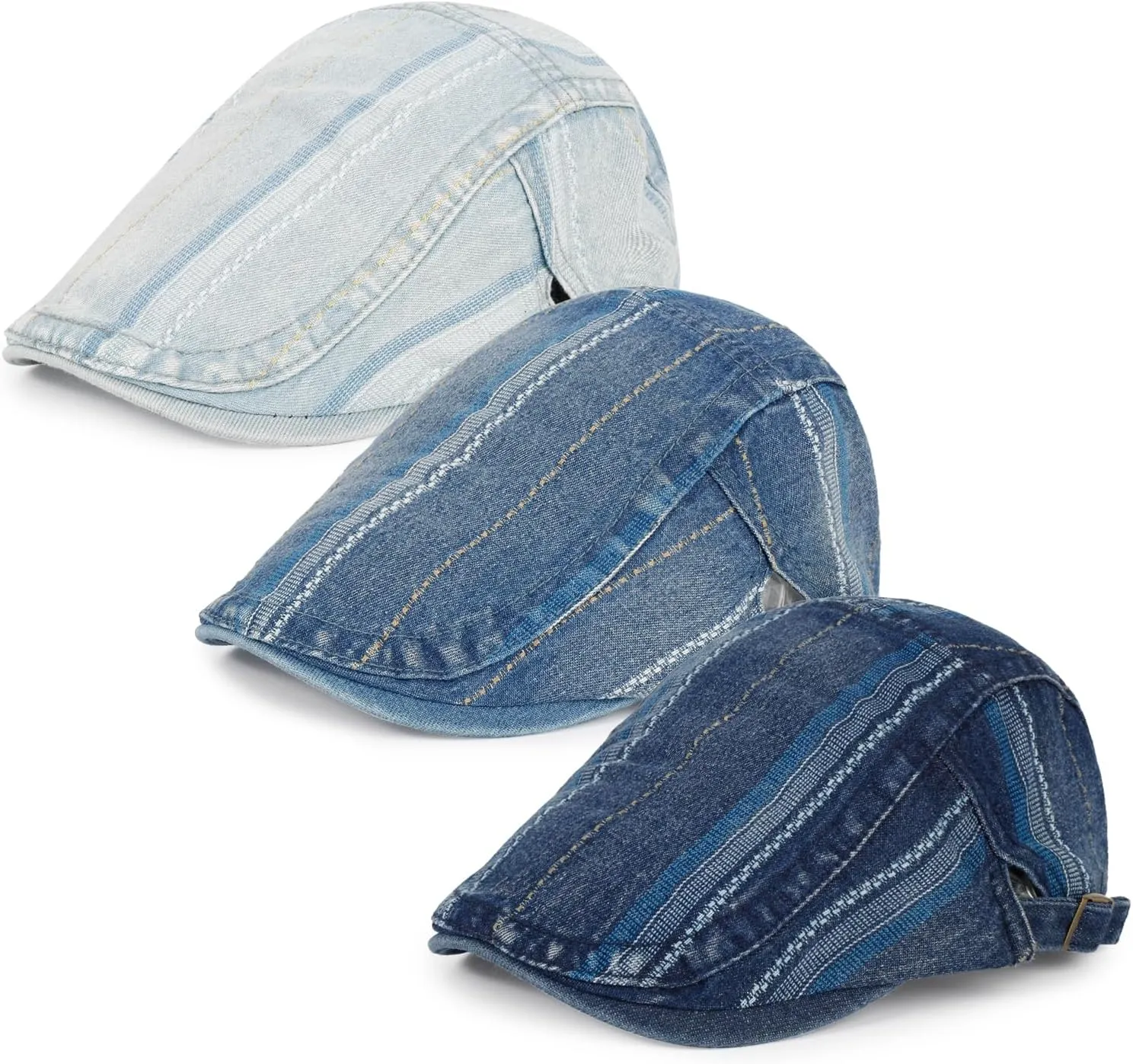 3Pcs Men's Newsboy Caps Washing Cotton Cooling Lightweight Scally Cap for Men Adjustable Flat Cap