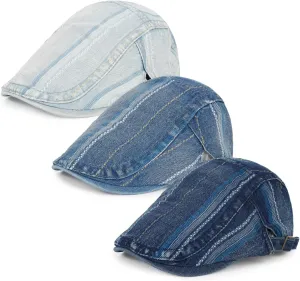 3Pcs Men's Newsboy Caps Washing Cotton Cooling Lightweight Scally Cap for Men Adjustable Flat Cap