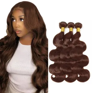 #4 Brown Bundles Human Hair Body Wave Bundles 22 22 22 Inch Chocolate Unprocessed Brazilian Virgin Hair 3 Bundle 50 Gram Per Bundle Deals Quick Weave Hair Extensions