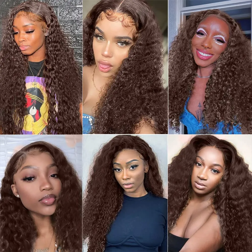 #4 Brown Bundles Human Hair Deep Wave Bundles 12 14 16 Inch Chocolate Unprocessed Brazilian Virgin Hair 3 Bundle 50 Gram Per Bundle Deals Quick Weave Hair Extensions