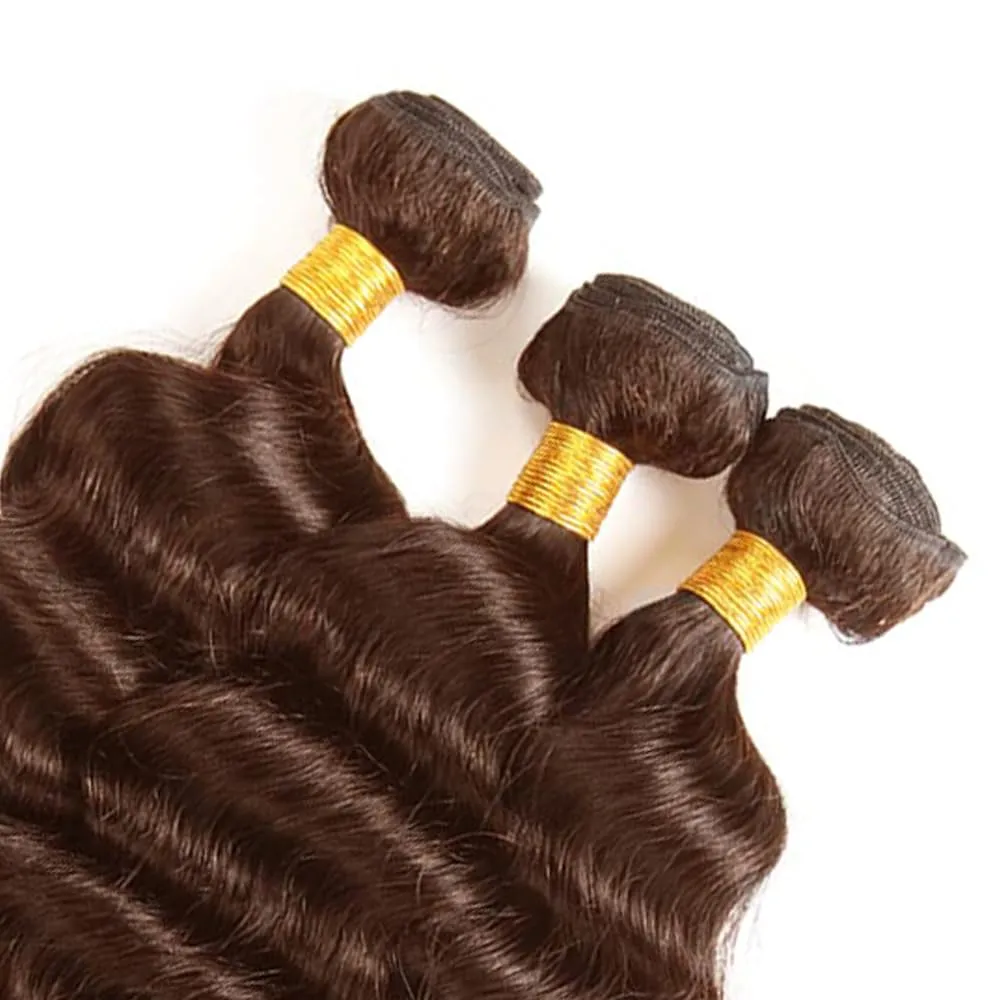 #4 Brown Bundles Human Hair Deep Wave Bundles 24 26 28 Inch Chocolate Unprocessed Brazilian Virgin Hair 3 Bundle 50 Gram Per Bundle Deals Quick Weave Hair Extensions