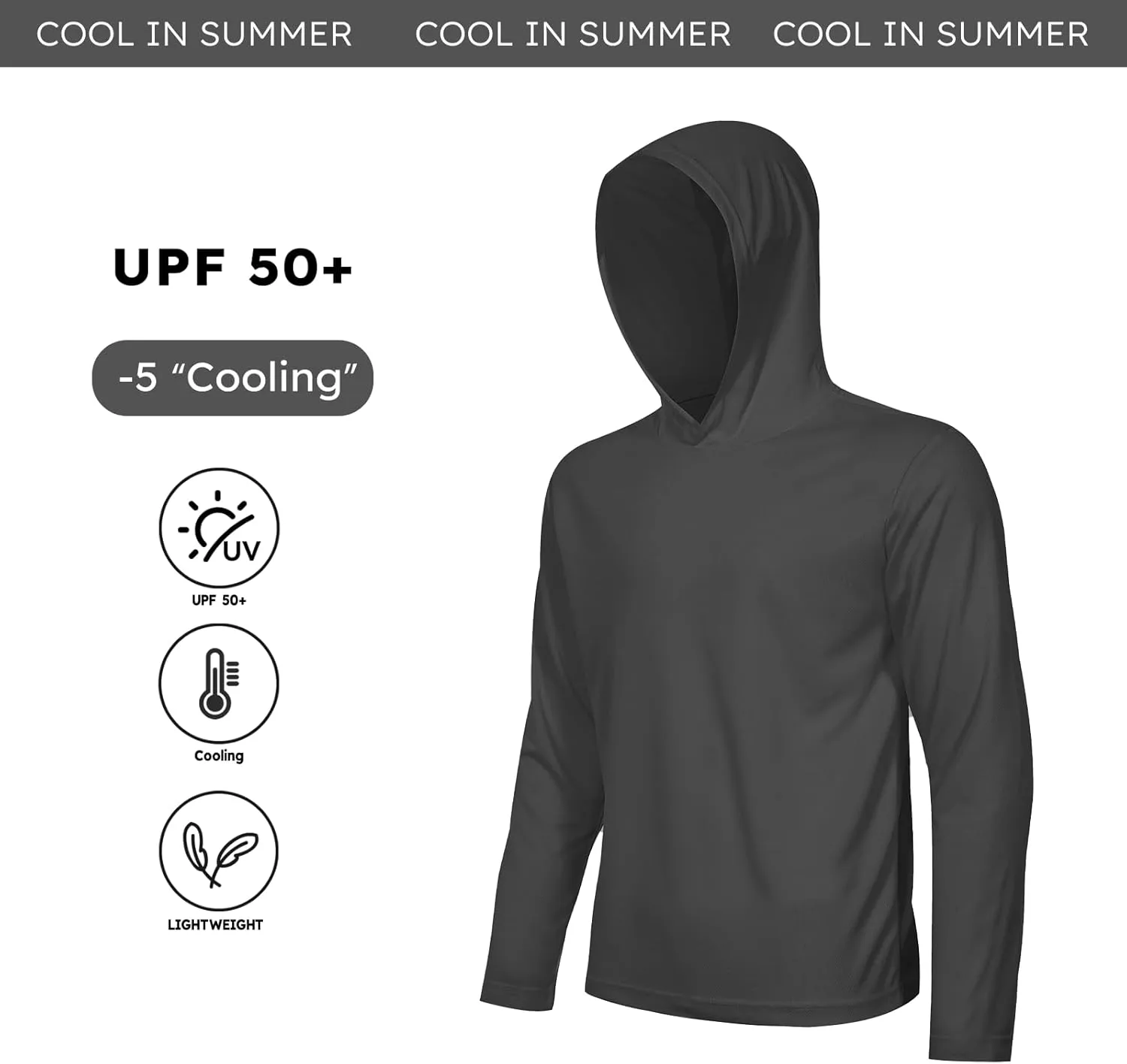 4 Pack Men's UPF 50  Sun Protection Hoodie Shirts Long Sleeve Shirts Quick Dry Lightweight for Running Workout Hiking Fishing