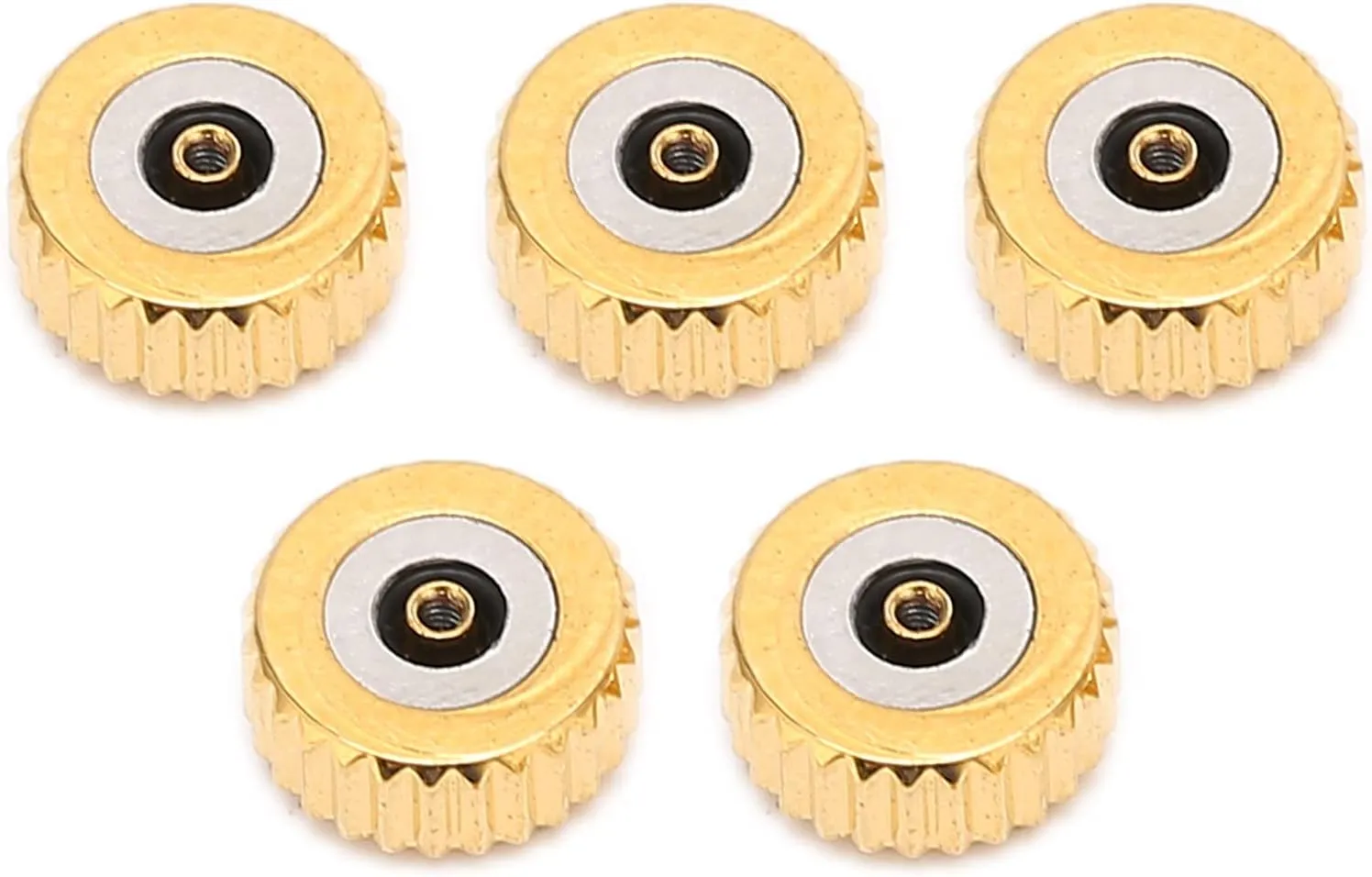5pcs Gold Steel Watch Crown Spare Parts, Flat Quartz Mechanical Watch Head Replacement Accessories, Sturdy and Lightweight for Watch Repair and Replacement