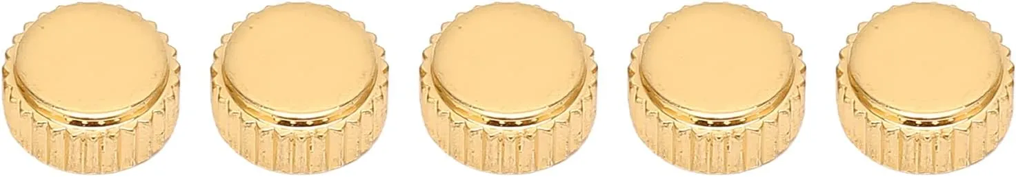 5pcs Gold Steel Watch Crown Spare Parts, Flat Quartz Mechanical Watch Head Replacement Accessories, Sturdy and Lightweight for Watch Repair and Replacement