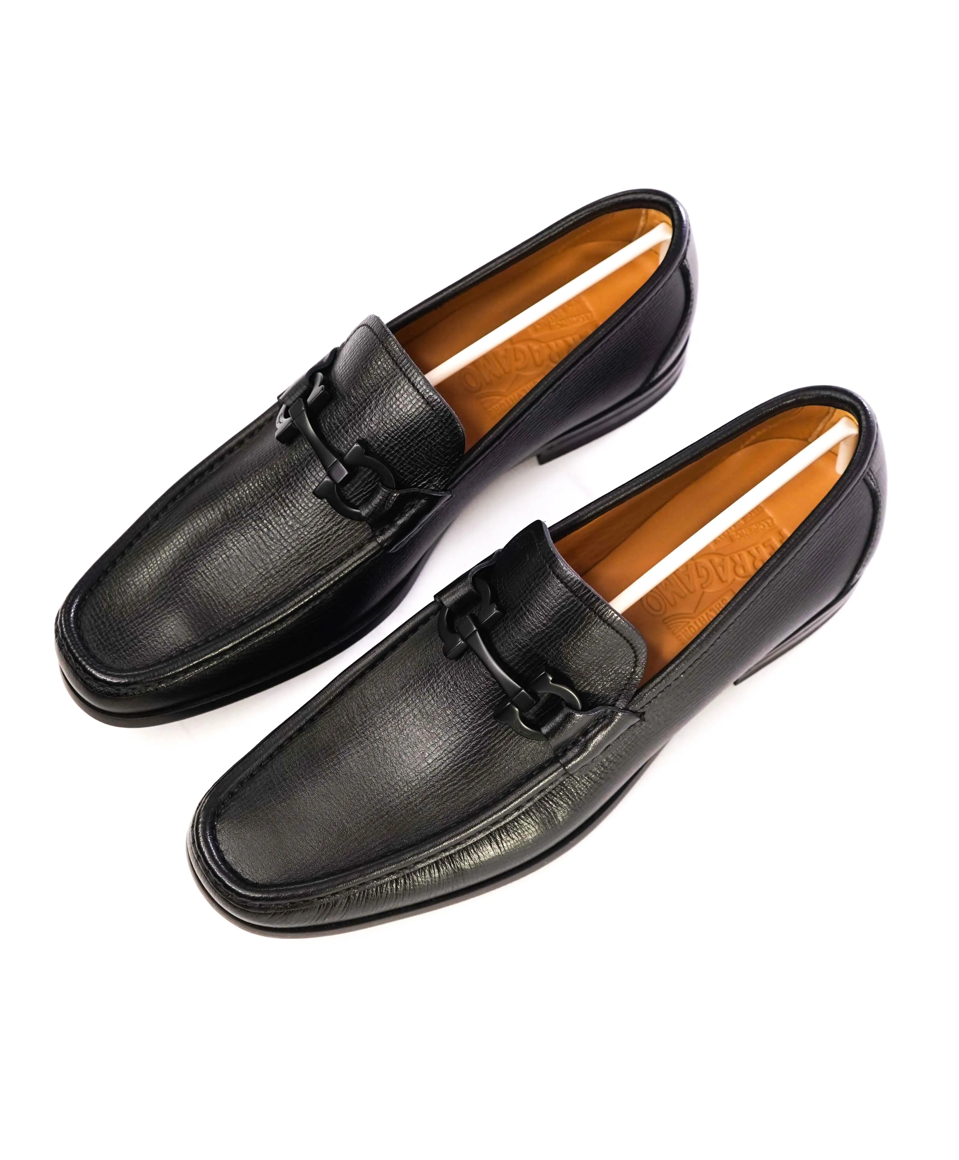 $850 SALVATORE FERRAGAMO - “GRANDIOSO 2" Gancini Bit Loafer Black Leather - 8 E