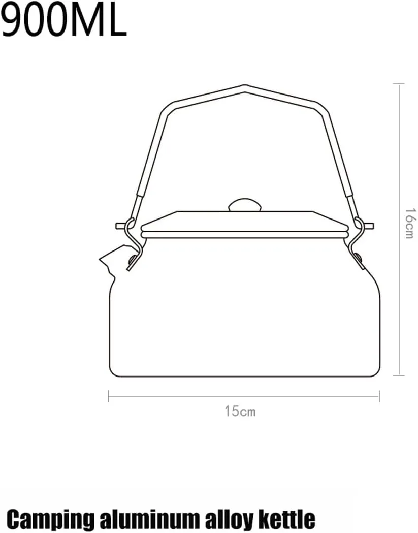 900ml Camping Kettle Aluminum Alloy Coffee & Tea Pot Outdoor Camping Portable Boiling Water Jug Lightweight Picnic Traveling Teakettle with Folding Handle & Storage Bag (Khaki)