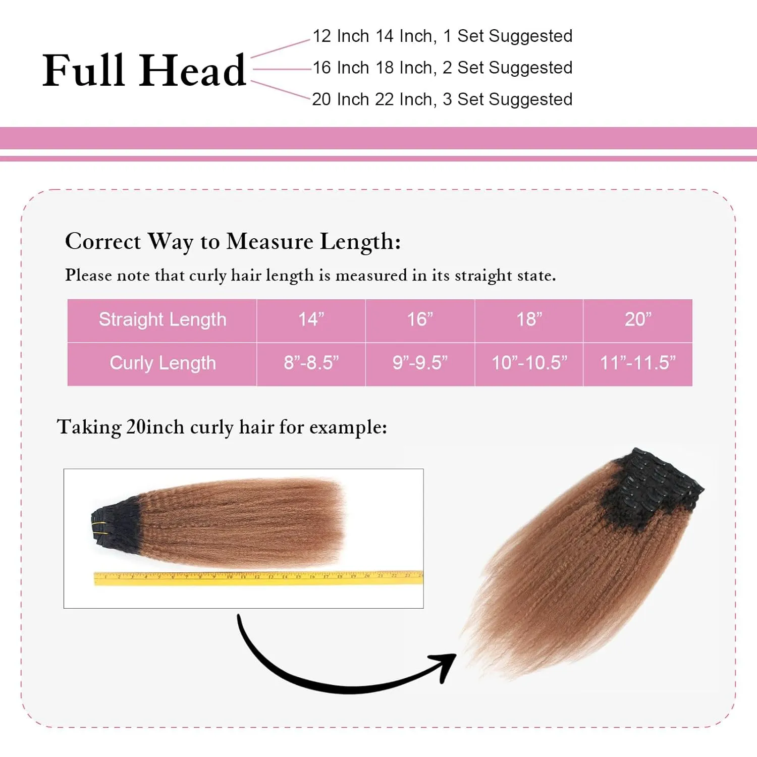 ABH AMAZINGBEAUTY HAIR Kinky Straight Ombre Clip in Hair Extensions for Black Women Remy Human Hair 120 Gram Natural Blcak Fading into Light Auburn TN30, 17 Clips with 7 Pieces 14 Inch