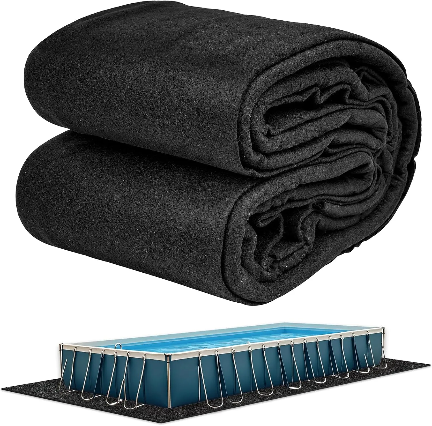 Abimars Thicker Pool Liner Pad for Above Ground Swimming Pools, 16.5’x 33’ Rectangular Pool Mat for Pool Bottom, Seamless Comfort, Double Density Puncture Resistant, Black