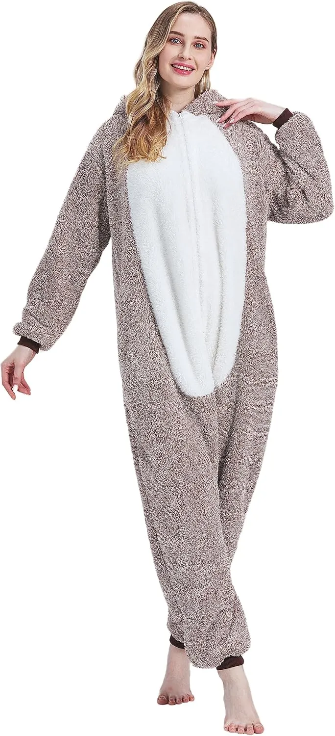 Adult Onesie Pajamas - Unisex Halloween Animal Costume Sleepwear for Men & Women - Comfy & Fun Cosplay Outfit