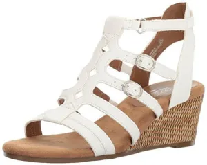 Aerosoles Sparkle Wedge Sandal White 7 M Us
