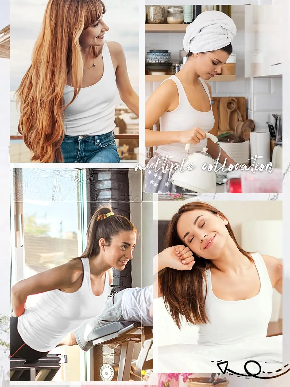 Air Curvey Basic Tank Tops for Women Sleeveless Undershirts 2-4 Pack Layering Lightweight Casual Tops