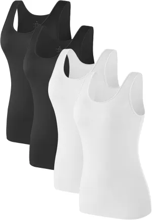 Air Curvey Basic Tank Tops for Women Sleeveless Undershirts 2-4 Pack Layering Lightweight Casual Tops