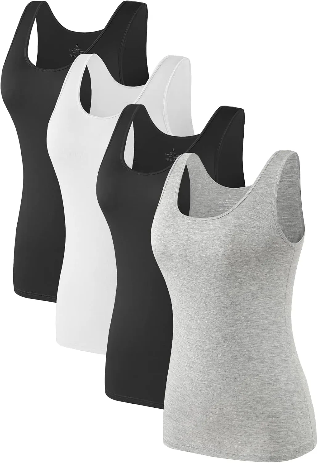 Air Curvey Basic Tank Tops for Women Sleeveless Undershirts 2-4 Pack Layering Lightweight Casual Tops