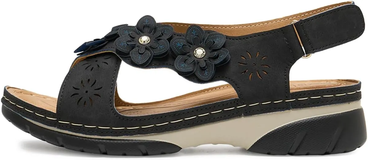 Alexis Leroy Summer Ankle Strap Comfort Sole Open Toe Flat Women's Sandals