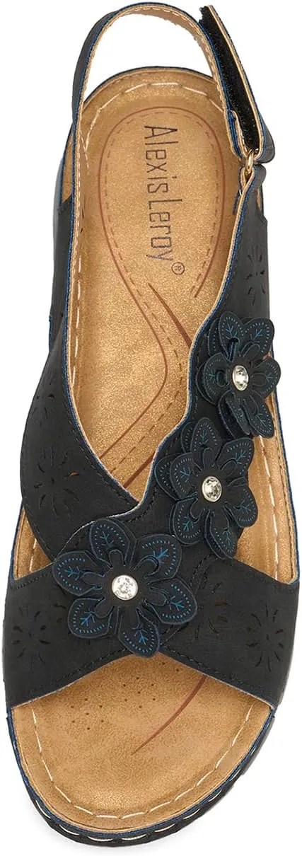 Alexis Leroy Summer Ankle Strap Comfort Sole Open Toe Flat Women's Sandals