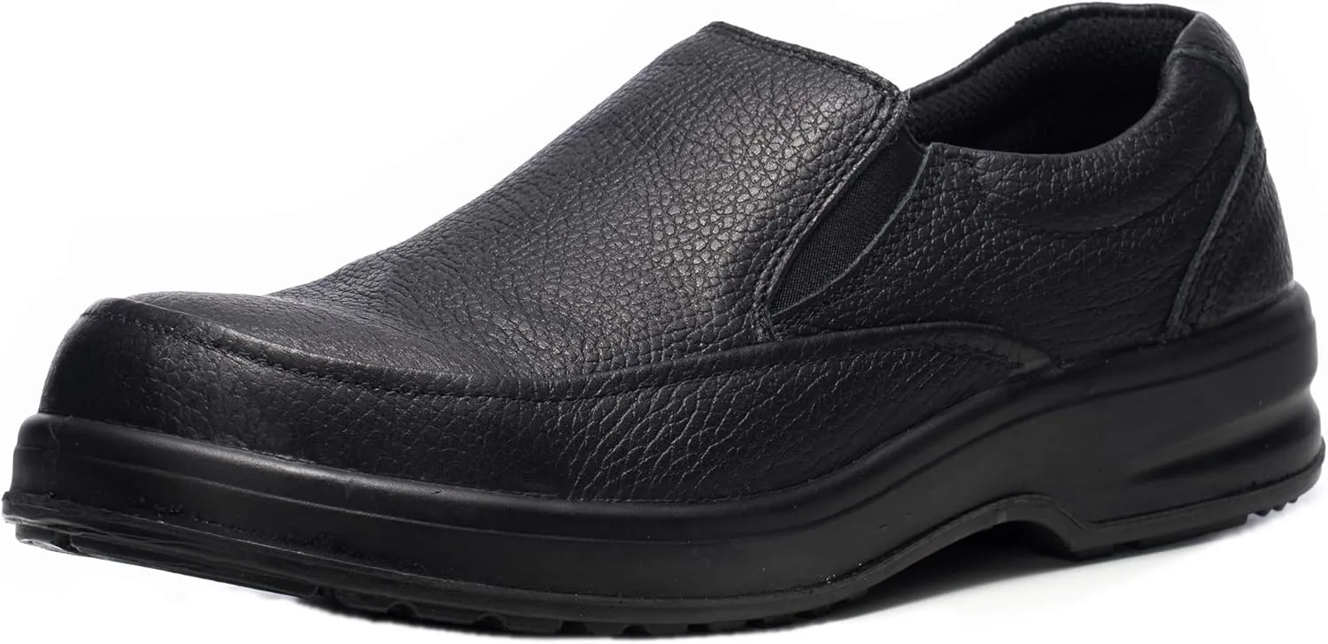 Alpine Swiss Arbete Mens Leather Slip-On Work Shoes Slip Resistant