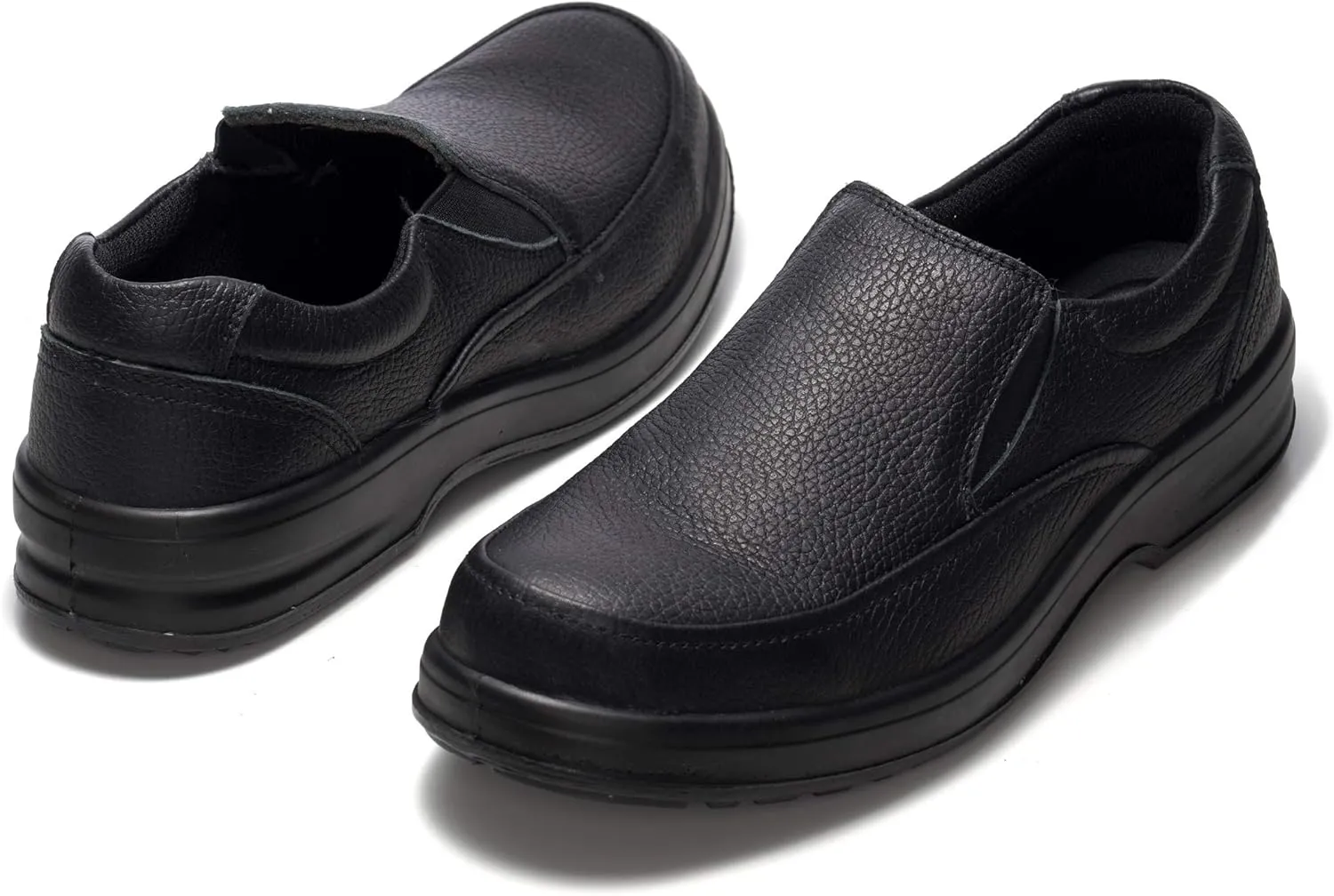 Alpine Swiss Arbete Mens Leather Slip-On Work Shoes Slip Resistant