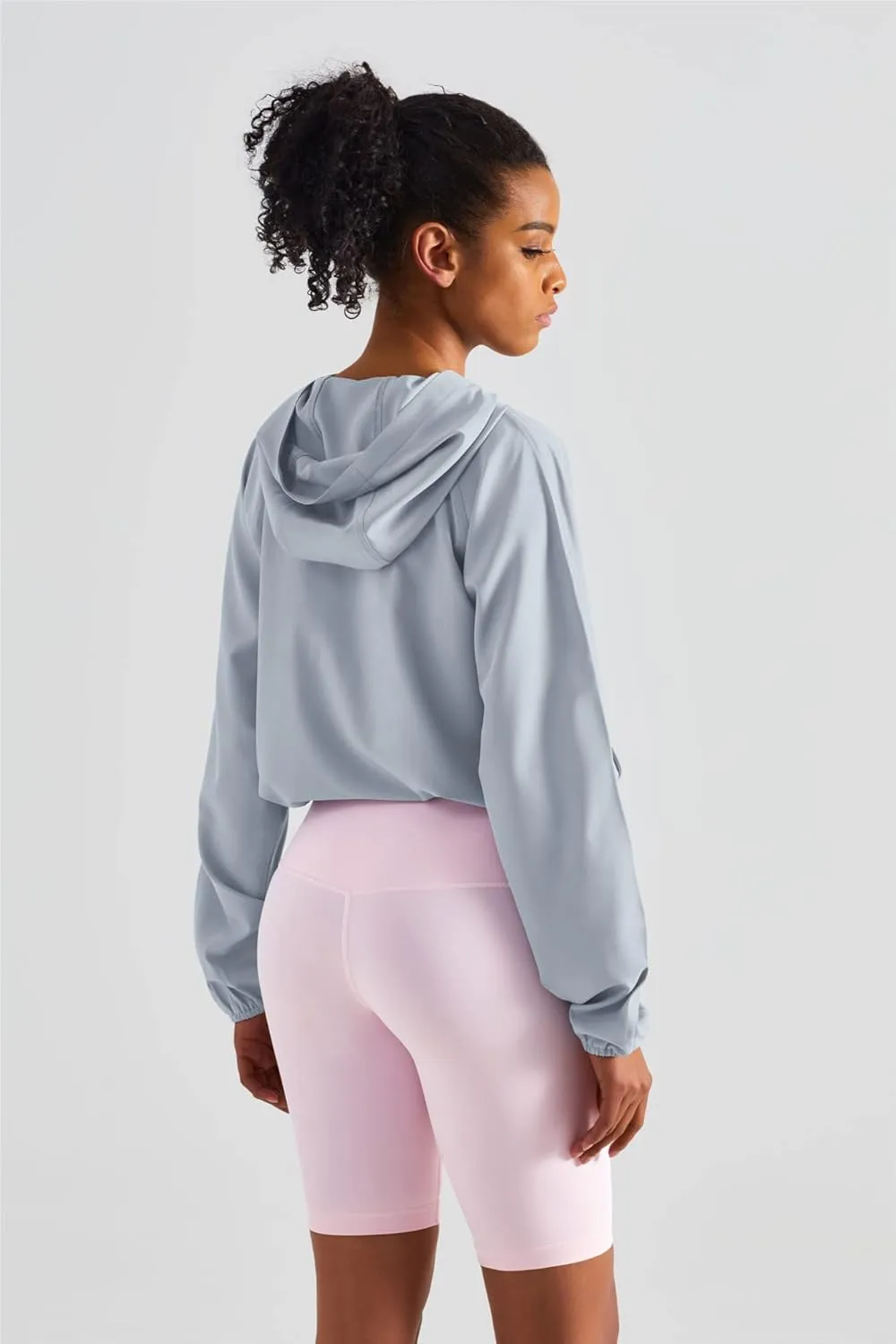 altiland Lightweight Workout Jacket for Women, Cropped Athletic Gym Running Hoodie, UV Protection Half Zip Pullover UPF 50 