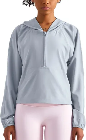 altiland Lightweight Workout Jacket for Women, Cropped Athletic Gym Running Hoodie, UV Protection Half Zip Pullover UPF 50 