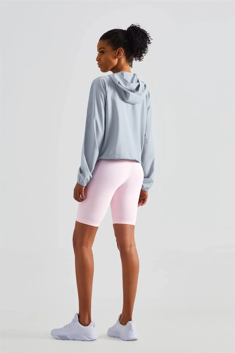 altiland Lightweight Workout Jacket for Women, Cropped Athletic Gym Running Hoodie, UV Protection Half Zip Pullover UPF 50 