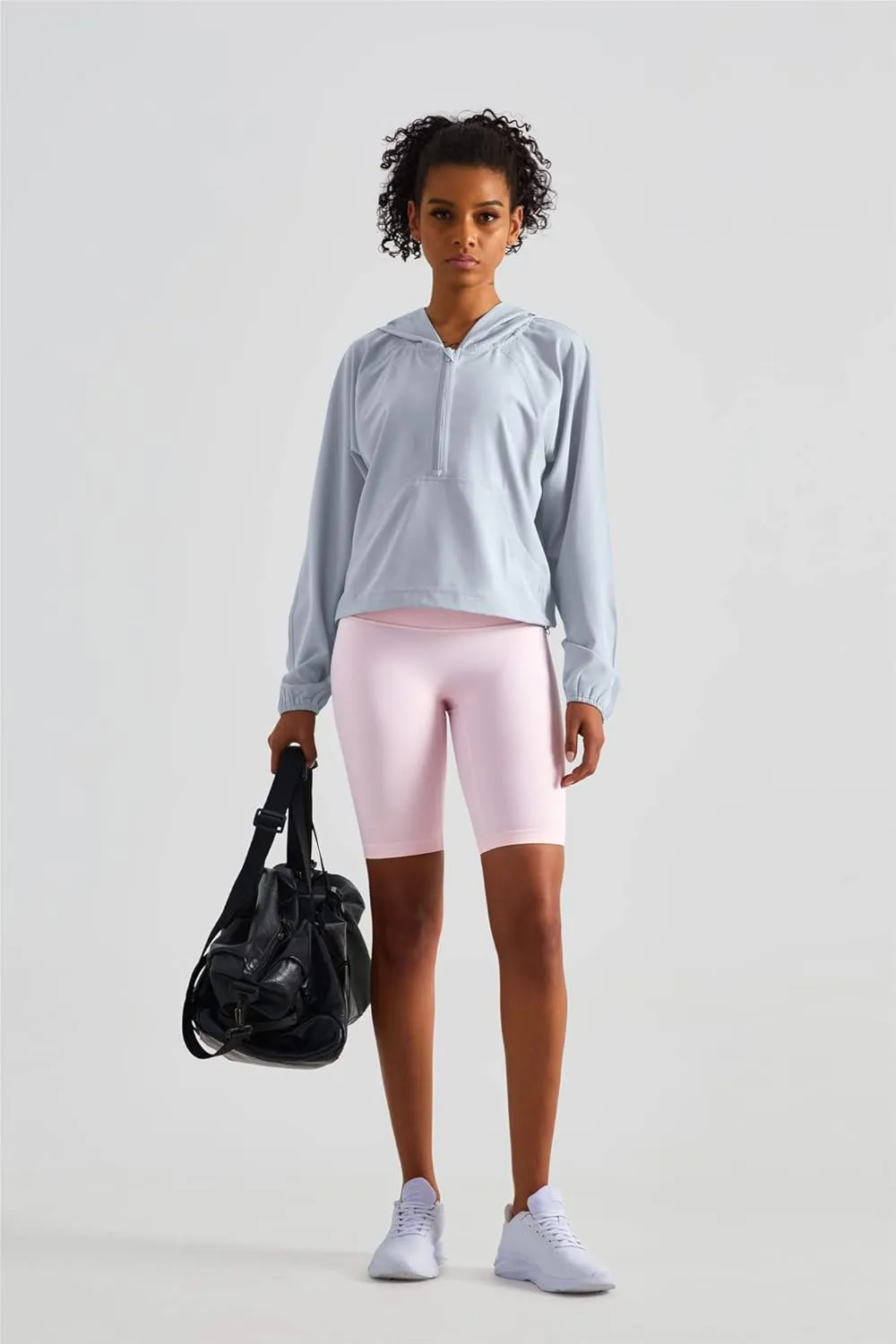 altiland Lightweight Workout Jacket for Women, Cropped Athletic Gym Running Hoodie, UV Protection Half Zip Pullover UPF 50 