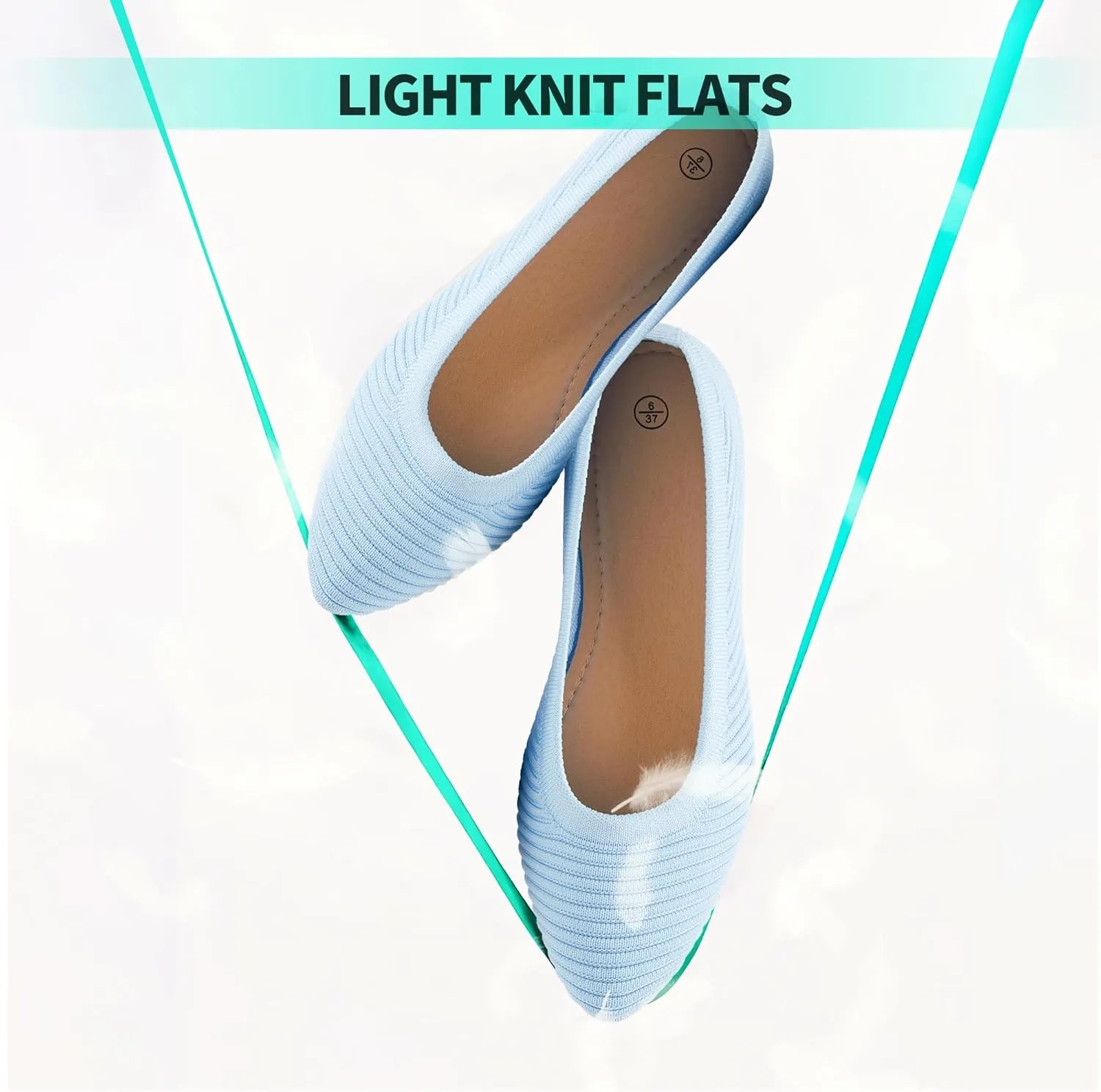 ALTOCIS Womens Knit Ballet Flats Ladies Comfortable Pointed-Toe Dressy Shoes Casual Soft Flat Shoes Ballerina Walking Flats Shoes