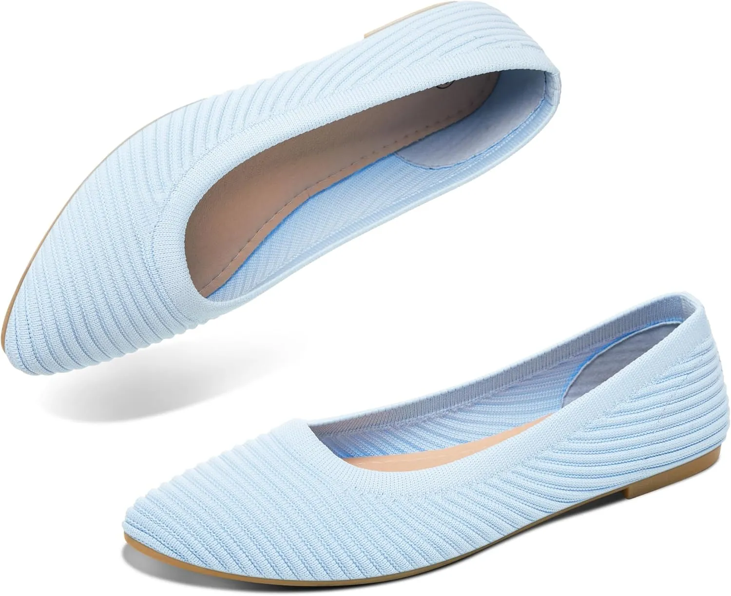 ALTOCIS Womens Knit Ballet Flats Ladies Comfortable Pointed-Toe Dressy Shoes Casual Soft Flat Shoes Ballerina Walking Flats Shoes