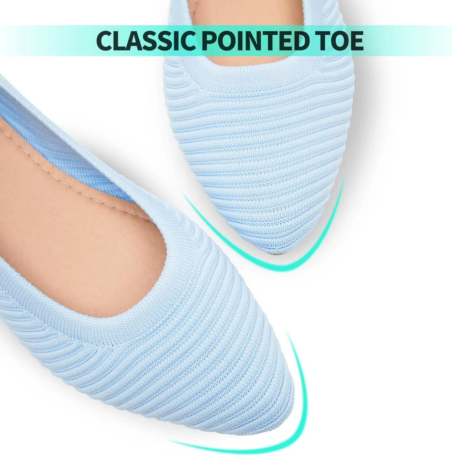 ALTOCIS Womens Knit Ballet Flats Ladies Comfortable Pointed-Toe Dressy Shoes Casual Soft Flat Shoes Ballerina Walking Flats Shoes