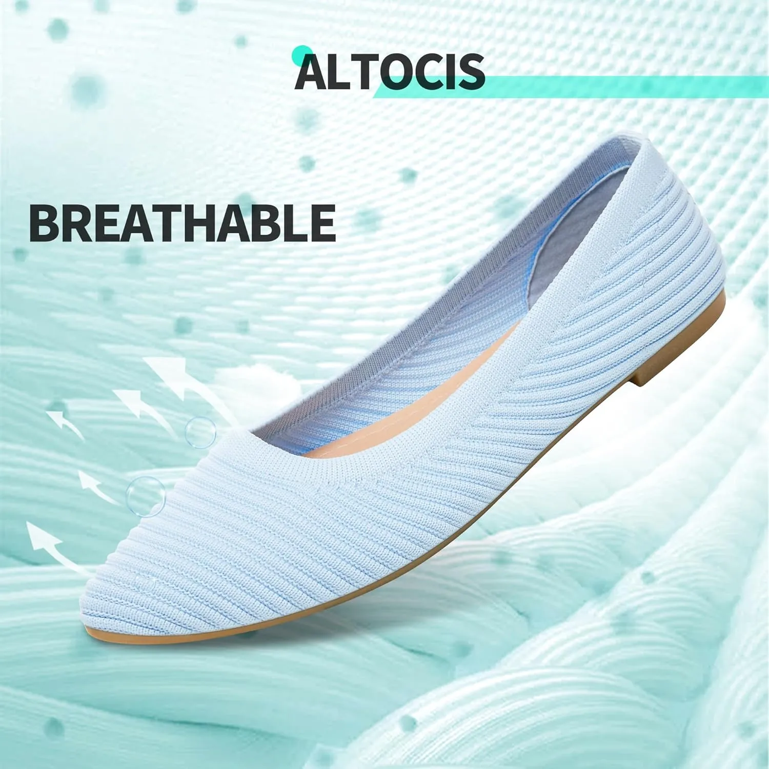 ALTOCIS Womens Knit Ballet Flats Ladies Comfortable Pointed-Toe Dressy Shoes Casual Soft Flat Shoes Ballerina Walking Flats Shoes