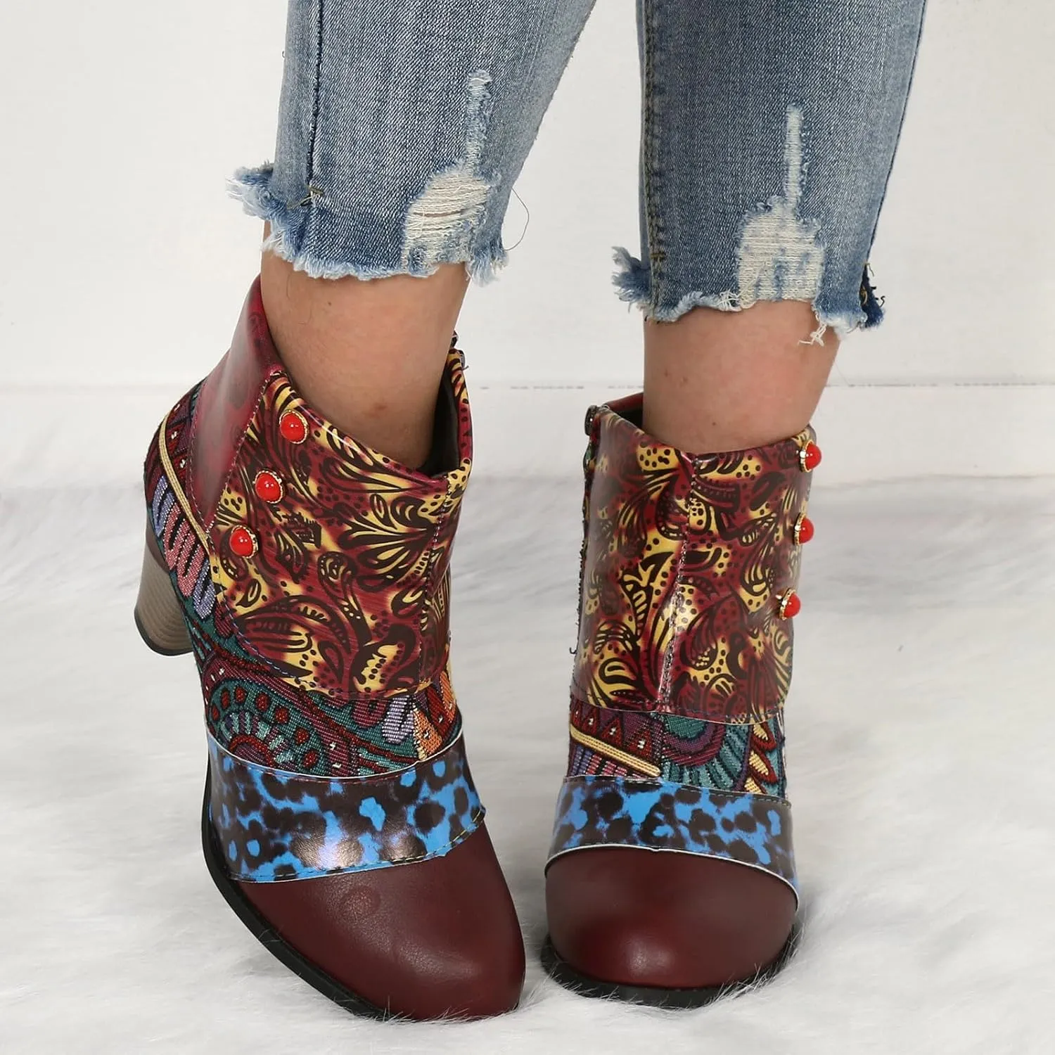 AMDBEL Fall Boots for Women 2024, Women's Ankle Boots Chunky High Heel Booties Fashionable Short Boots Winter Shoes