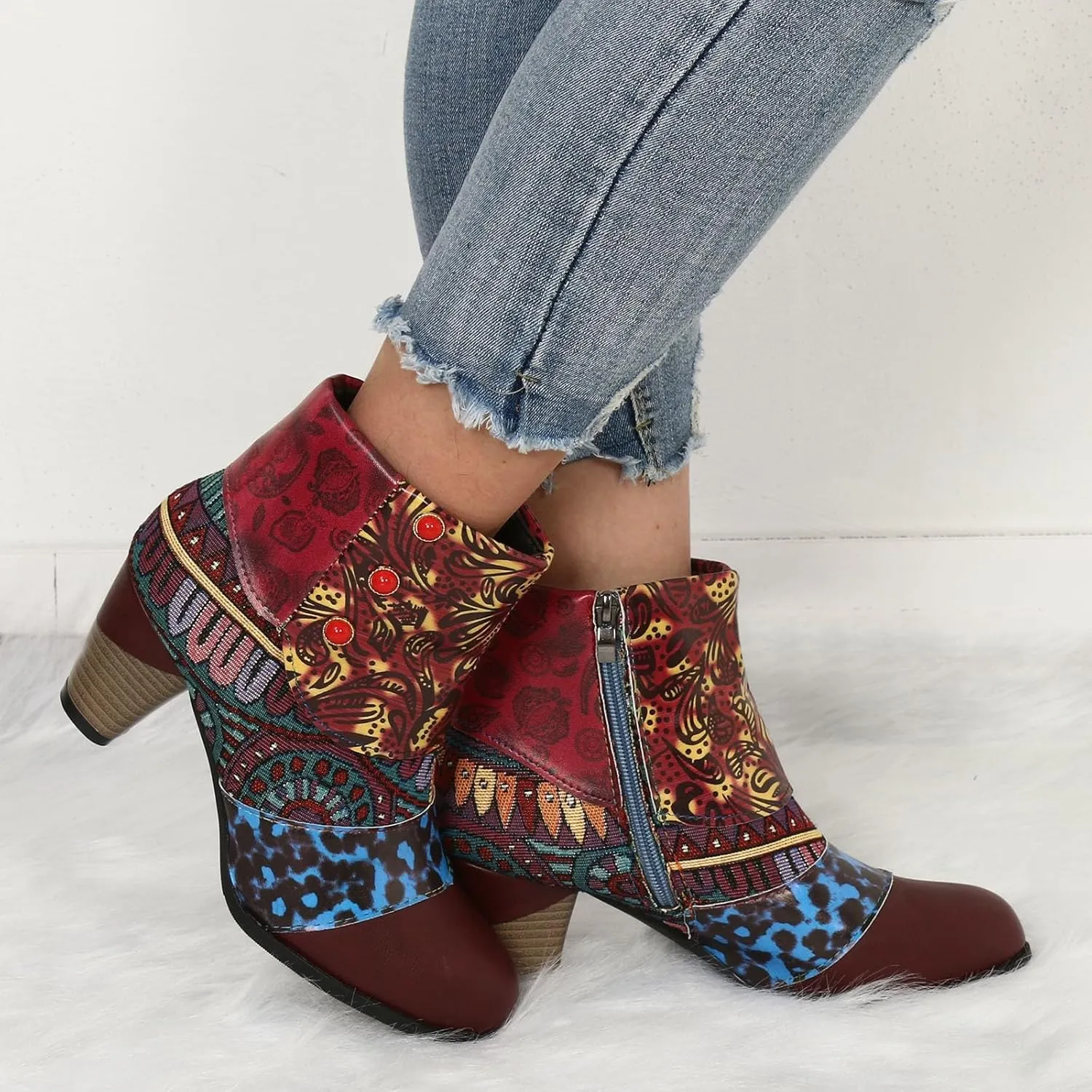 AMDBEL Fall Boots for Women 2024, Women's Ankle Boots Chunky High Heel Booties Fashionable Short Boots Winter Shoes