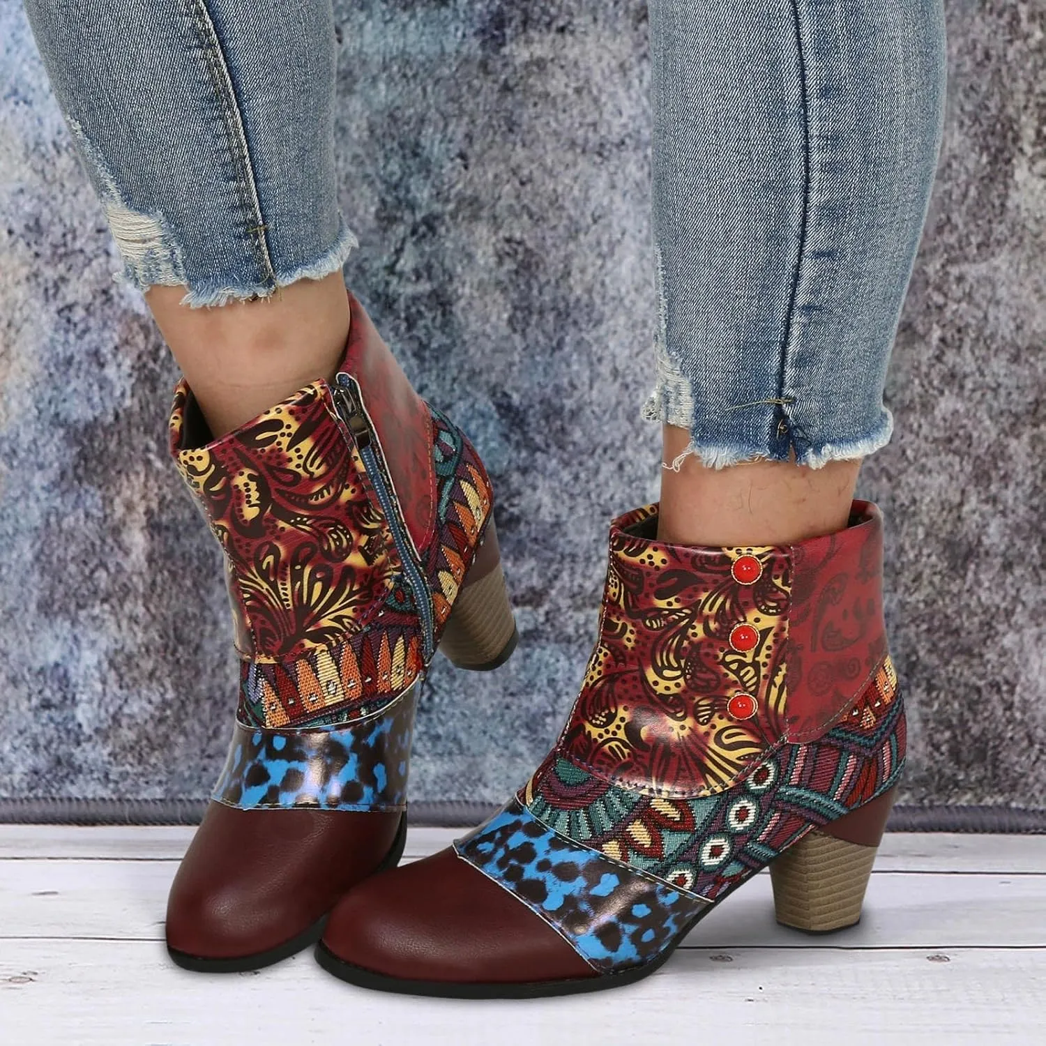 AMDBEL Fall Boots for Women 2024, Women's Ankle Boots Chunky High Heel Booties Fashionable Short Boots Winter Shoes