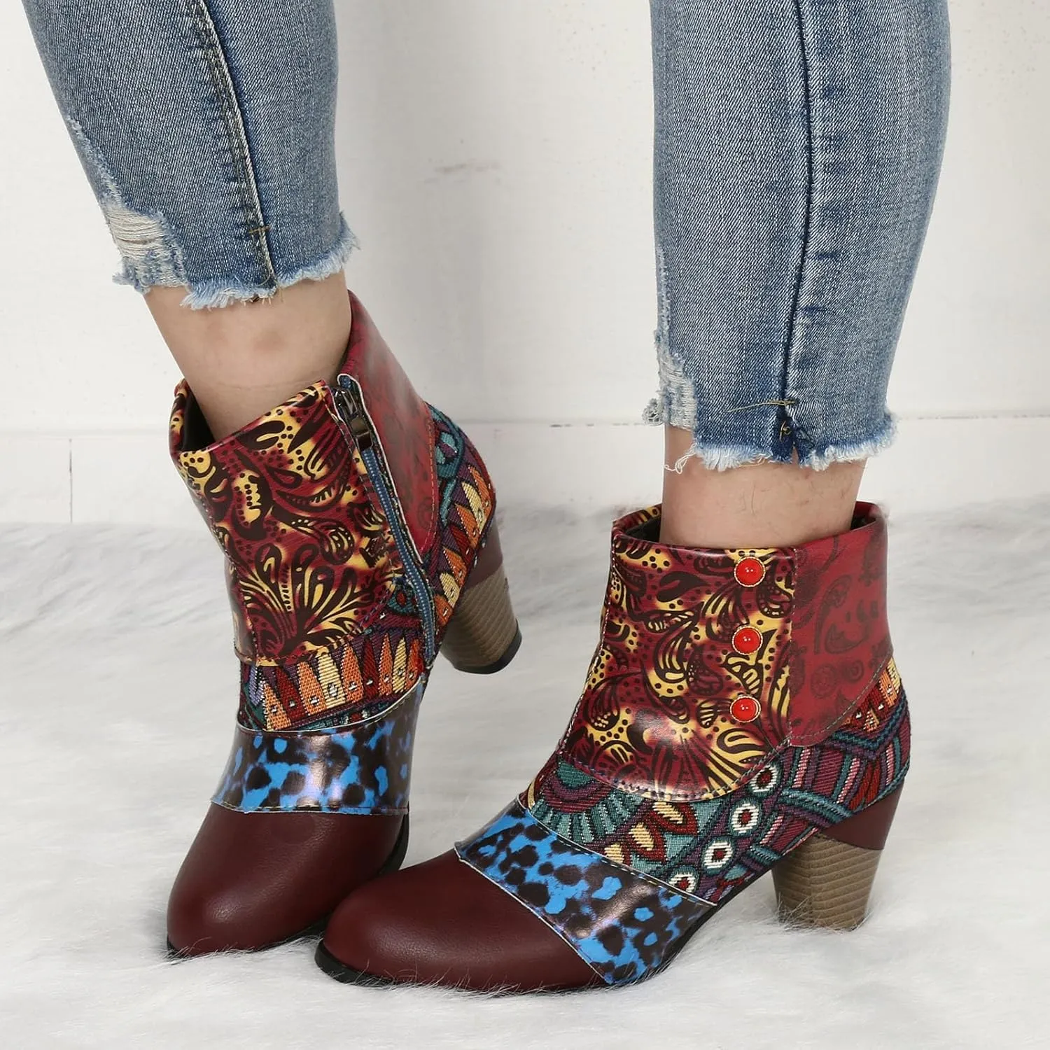 AMDBEL Fall Boots for Women 2024, Women's Ankle Boots Chunky High Heel Booties Fashionable Short Boots Winter Shoes