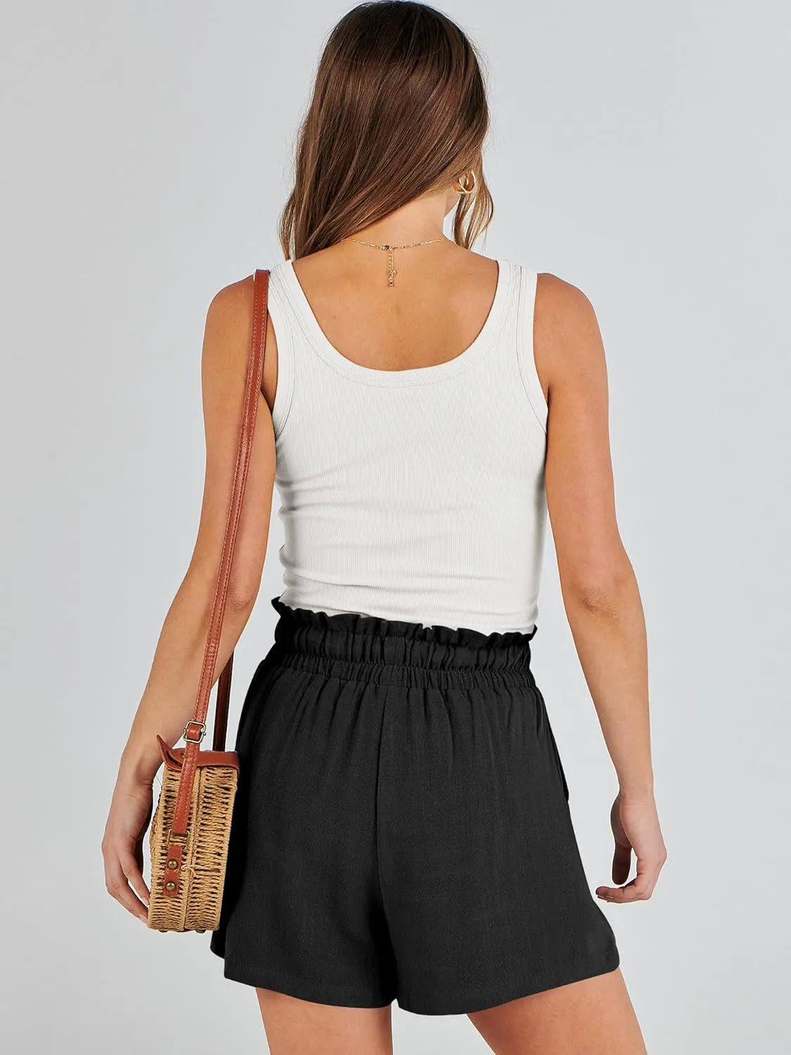 ANRABESS Linen Shorts for Women Summer Casual Wide Leg Loose High Waist Drawstring Dressy Beach Shorts 2025 Comfy Clothes