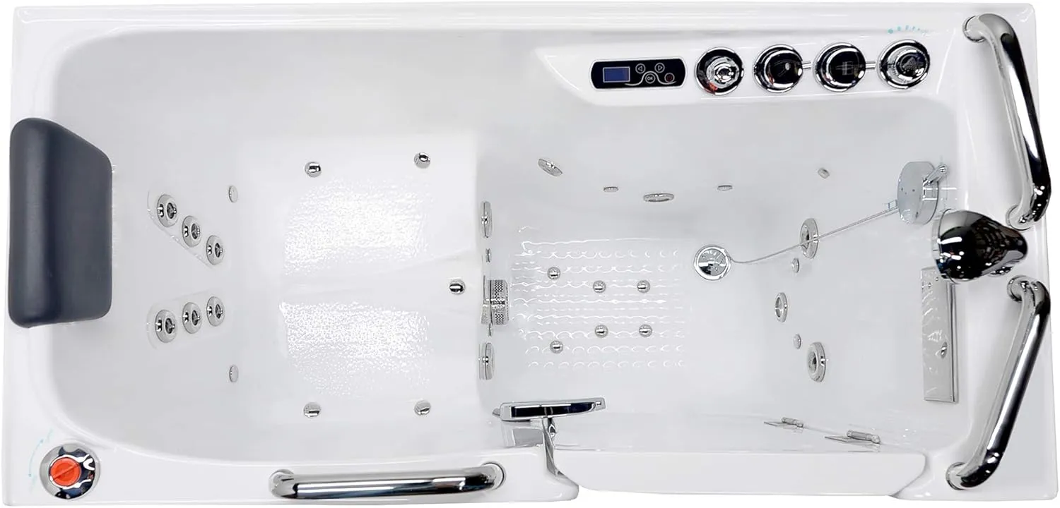 ANZZI Walk In Tub - 27" x 53" Right Drain, Fully Loaded Hot Tub with Air & Whirlpool Massage Jets, Quick Fill, 6 Setting Handheld Shower, Aromatherapy, Bath Pillow, LED Light
