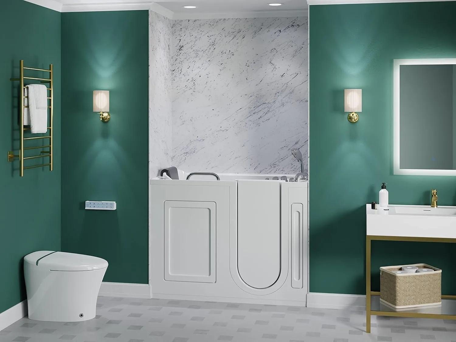 ANZZI Walk In Tub - 27" x 53" Right Drain, Fully Loaded Hot Tub with Air & Whirlpool Massage Jets, Quick Fill, 6 Setting Handheld Shower, Aromatherapy, Bath Pillow, LED Light